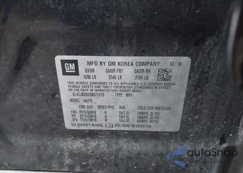 2016 Buick Encore Convenience z USA, uszkodzony, nr VIN KL4CJBSB2GB671179